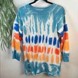 Colorful Tie-Dye Crew Neck Sweater